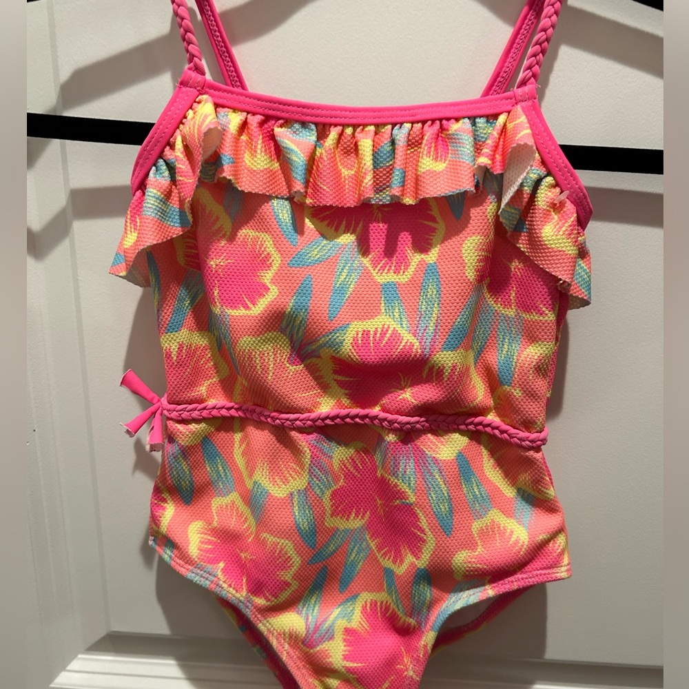 Betsey Johnson Girls Tropical One-Piece Swimsuit Sz 3t - Picture 4 of 7